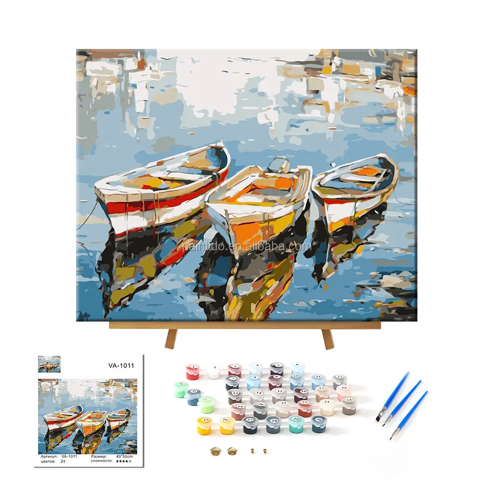 Cuadro de pintura acrílica para barcos, pintura de paisaje marino abstracta moderna con marco