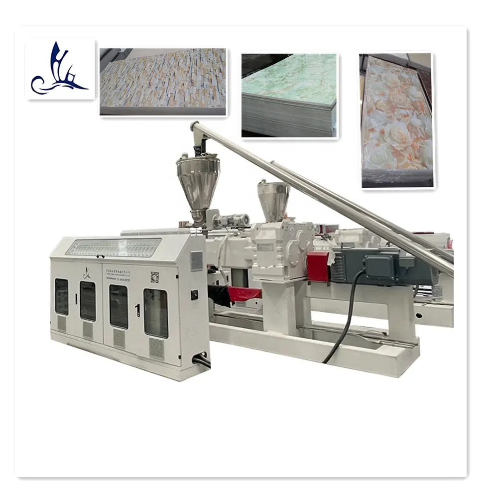 Máquina de fabricación de línea de producción de tablero compuesto artificial de panel de pared de hoja de mármol de PVC de plástico decorativo de alta calidad