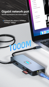 8-Port-USB-C-Hub mit dreifachem Display HDTV 4K 60-Hz-Netzwerk 1000 Mbit/s Typ C USB 3,1 10 Gbit/s 8 in 1 Docking station Typ C. - Product Image 4