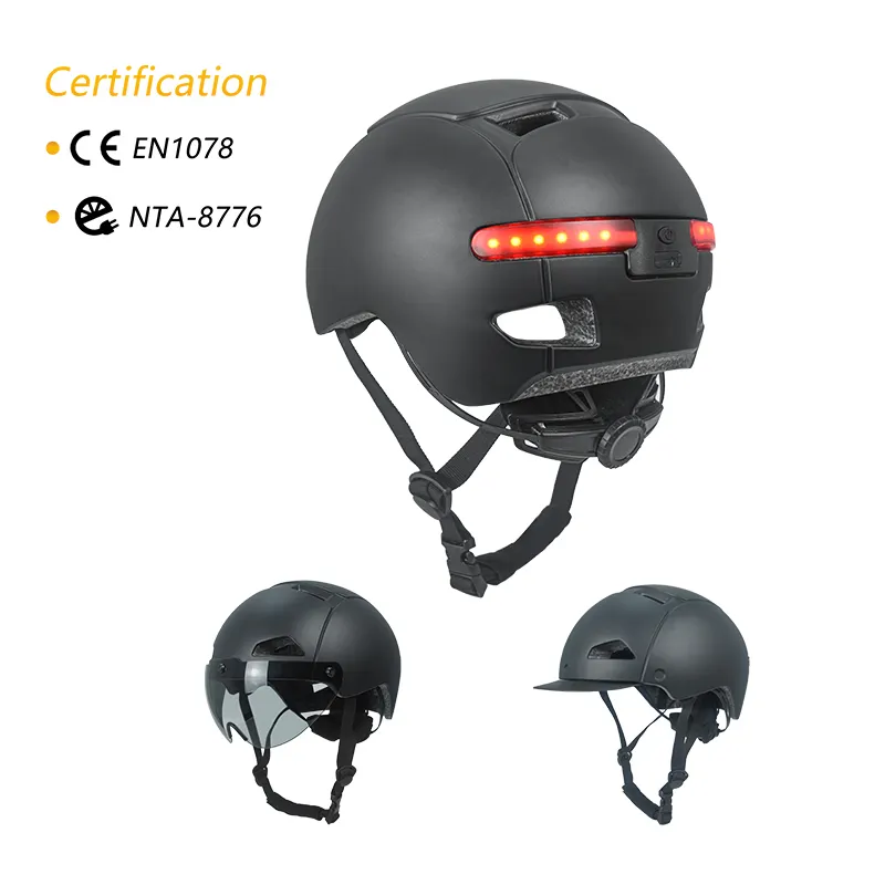 एनटीए 8776 प्रमाणन ई-बाइक हेलमेट यूएसबी रिचार्जेबल रियर लाइट के साथ वयस्कों के लिए ई-स्कूटर इलेक्ट्रिक साइकिल कम्यूटिंग हेलमेट