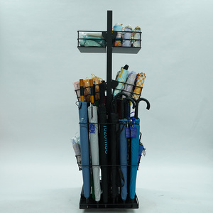 OEM tùy chỉnh cửa hàng bán lẻ sàn đen kim loại ô hiển thị đứng với bánh xe - Product Image 4