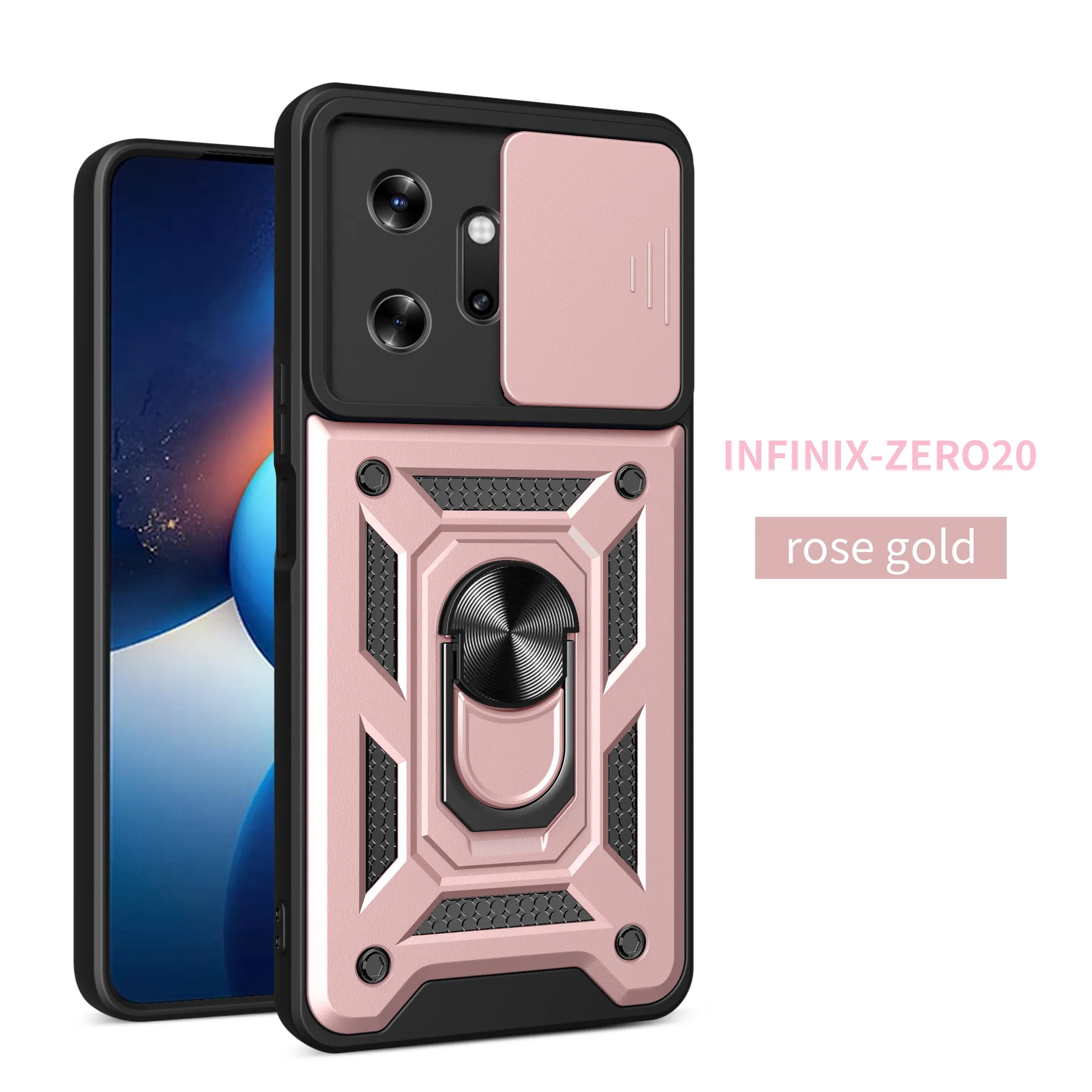 Funda itel para itel S23/S23 Plus/A60/A60S/A70, armadura, ventana deslizante, soporte de anillo de Metal, cámara magnética para coche, funda protectora para teléfono