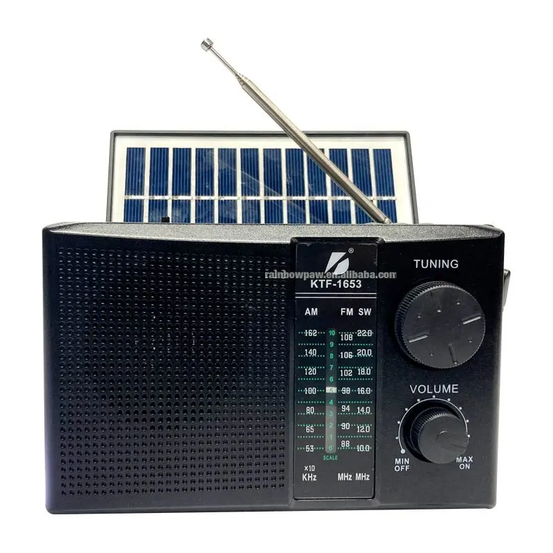 KTF-1653 Solar de Carregamento Portátil Sem Fio AM FM SW 3 Banda Bt Rádio Alto-falante Recarregável Multi-função Áudio Mp3 Player TF Usb