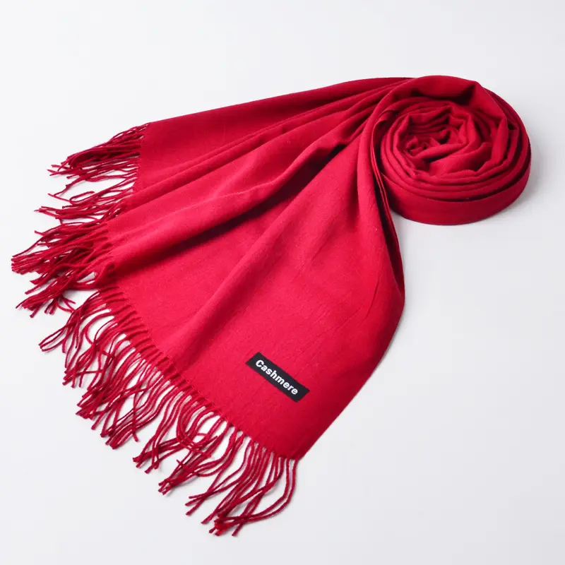 Bufanda de lana de Cachemira para mujer, chal grueso de lujo personalizado, chal de punto, chal liso de pashmina para invierno, 100