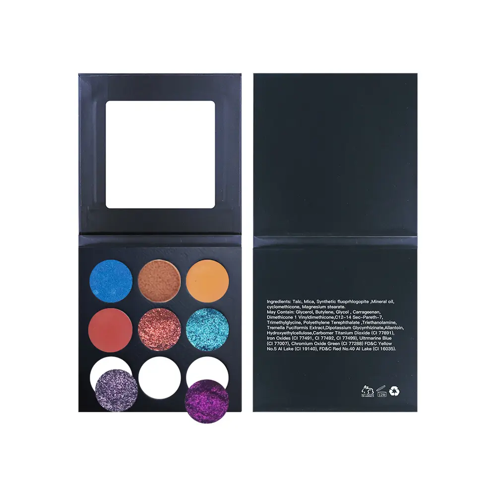 Großhandel 9 Farbe benutzer definierte Lidschatten-Palette Lidschatten Make-up Multi chrom Lidschatten benutzer definierte Lidschatten-Palette mit Logo Bronzer