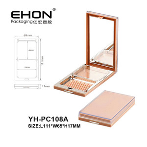 新款矩形方形紧凑型粉盒带镜面粉扑盒2合1定制空压装化妆品自有标签 - Product Image 2