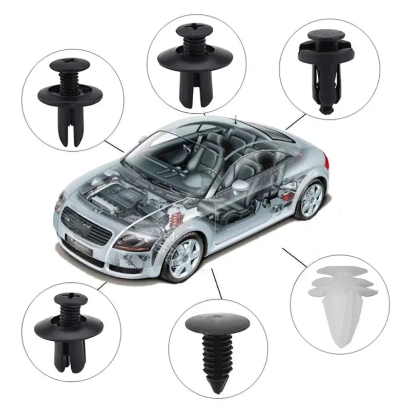 100 pièces/ensemble de Clips de fixation en plastique 6 tailles, carrosserie de voiture mixte, goupille de retenue, Rivet, pare-chocs, garniture de porte, panneau de retenue Kit de fixation