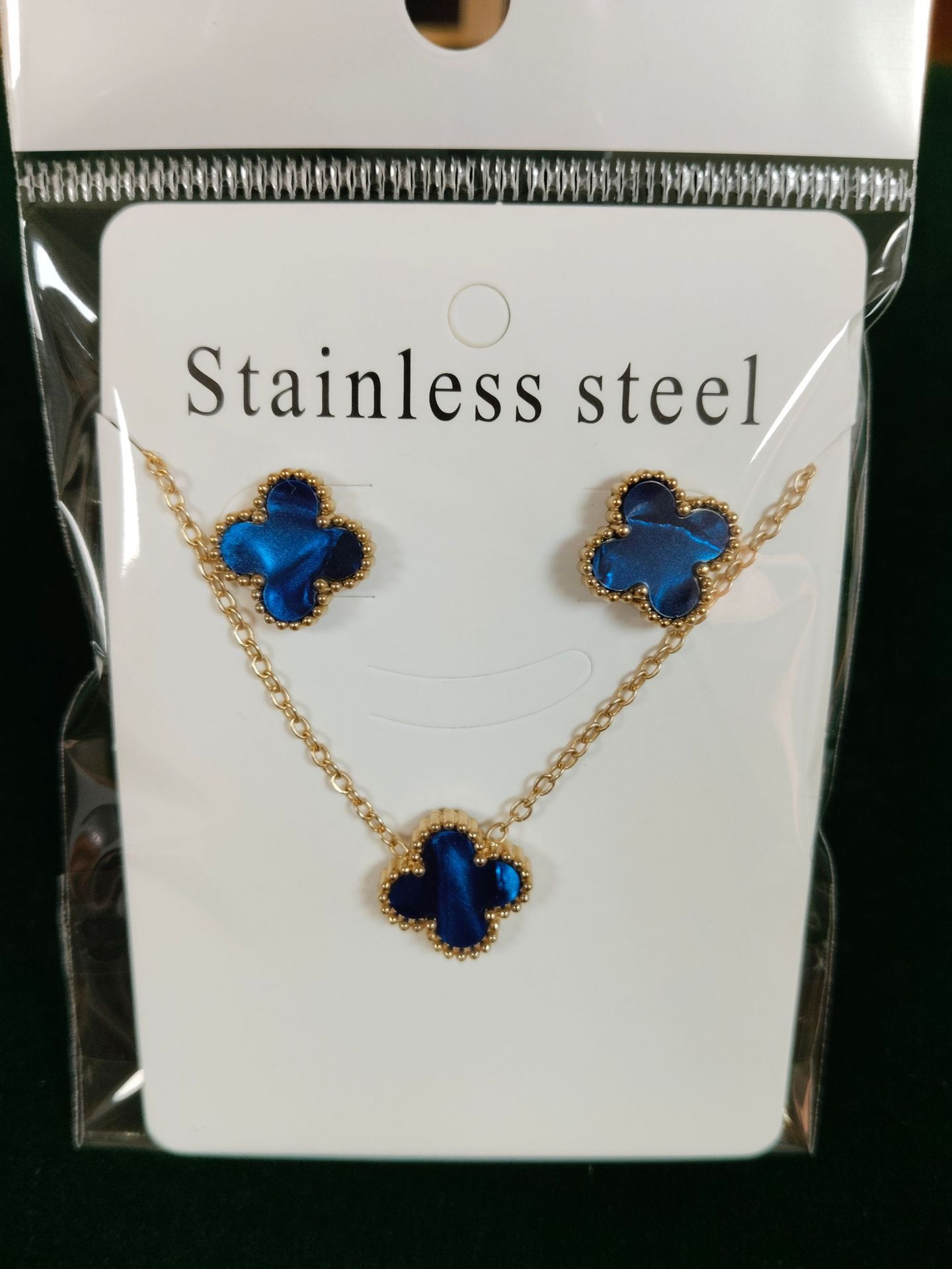 Earring and necklace set-Pietersite Blue