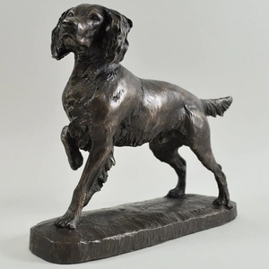 手作り鋳造アルミ製犬像スタンド付き等身大ブロンズリアルなドッグフィギュア & 彫刻