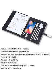 Bloc de notas de PU con disco U, nuevo diseño de innovación, cuaderno juurnal de hojas sueltas de carga inalámbrica para regalo en el mercado alemán, 2022 - Product Image 5