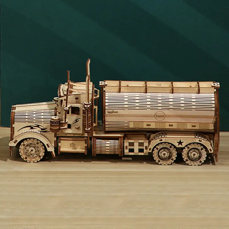 공장 퍼즐 오일 탱크 트럭 3D 나무 탱크 자동차 기계 나무 3 차원 퍼즐 장난감