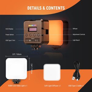 RGB полноцветная светодиодная камера 2000 мАч перезаряжаемая с CRI 97 20 режимов сцены для фотографического освещения видеозаписи - Product Image 5