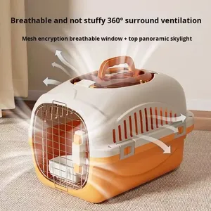 กระเป๋าเป้สะพายหลังใส่สัตว์เลี้ยงแบบพกพากรงรถสุนัขแมวพลาสติกพร้อมสกายไลท์กล่องขนส่งพื้นที่พกพาสำหรับการผจญภัยนอกบ้าน - Product Image 3