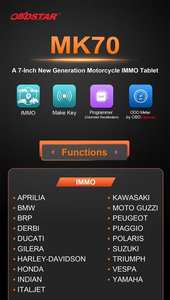 2025 OBDSTAR MK70 Dispositivo de programación inmovilizador de motocicleta Programación de llave de motocicleta y herramienta de programación de odómetro de kilometraje - Product Image 6