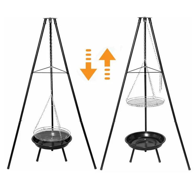 Vườn Tripod Firepit Treo BBQ Grill Cho Barbeque Fire Pit