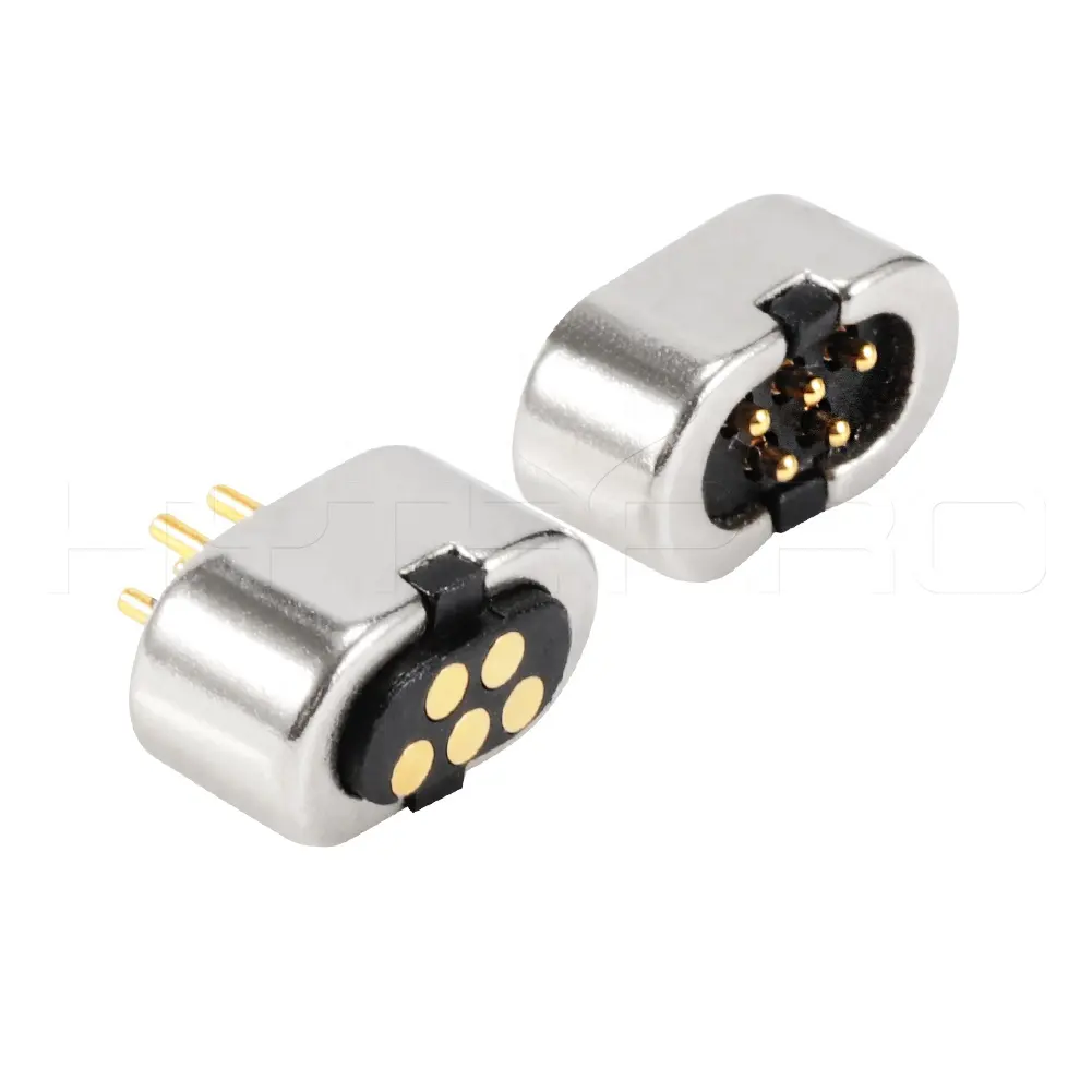 Connettore elettronico magnetico a 5 pin pogo pin in ottone per contatti PCB