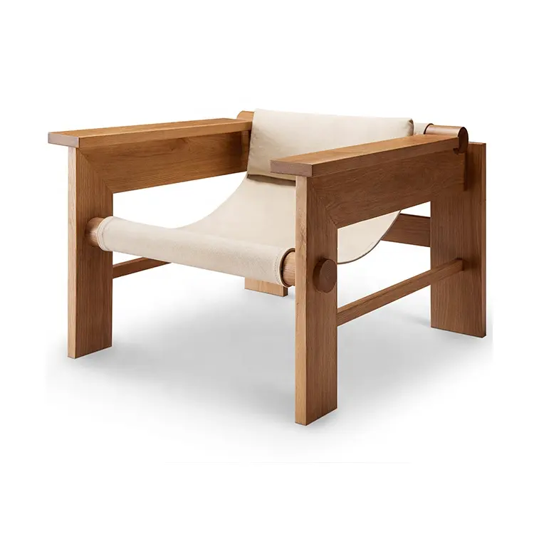 MUMU-Muebles de Jardín modernos de nuevo diseño, sillas apilables de lona para comedor, marco de madera sólida de roble blanco