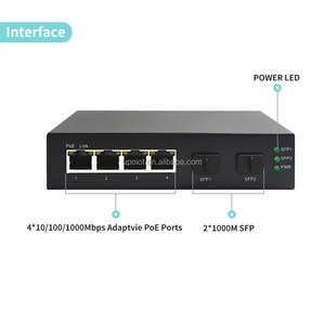 Conmutador Gigabit PoE de 4 puertos, LAN Ethernet estándar de 48V para conmutadores de red de RED DE CÁMARA IP CCTV - Product Image 4