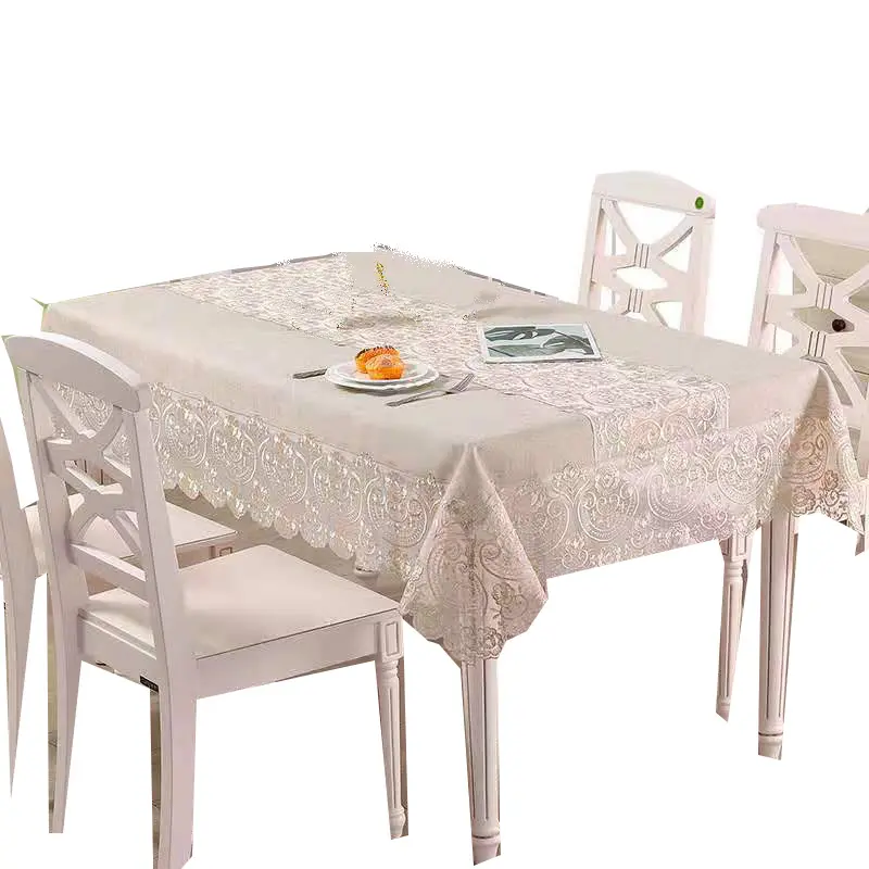 Toalha de mesa bordada, toalha de mesa branca luxuosa para casamento, bordada e festa