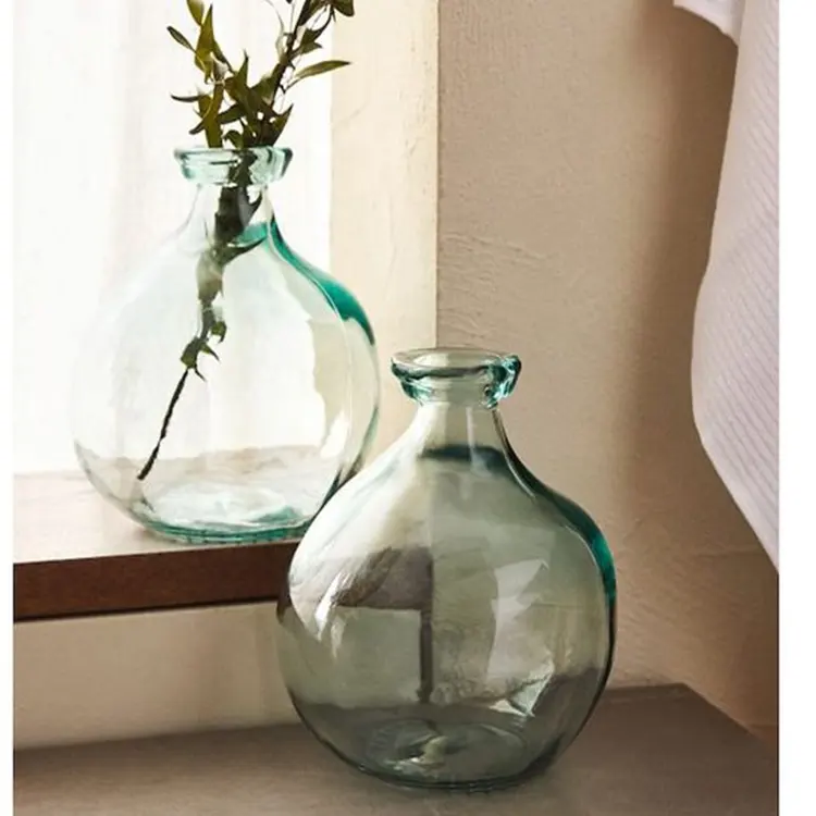 Recycled Glass Balloon Flowers 100% Raw-shaped Irregular Tabletop Glass Vases For Centerpiece