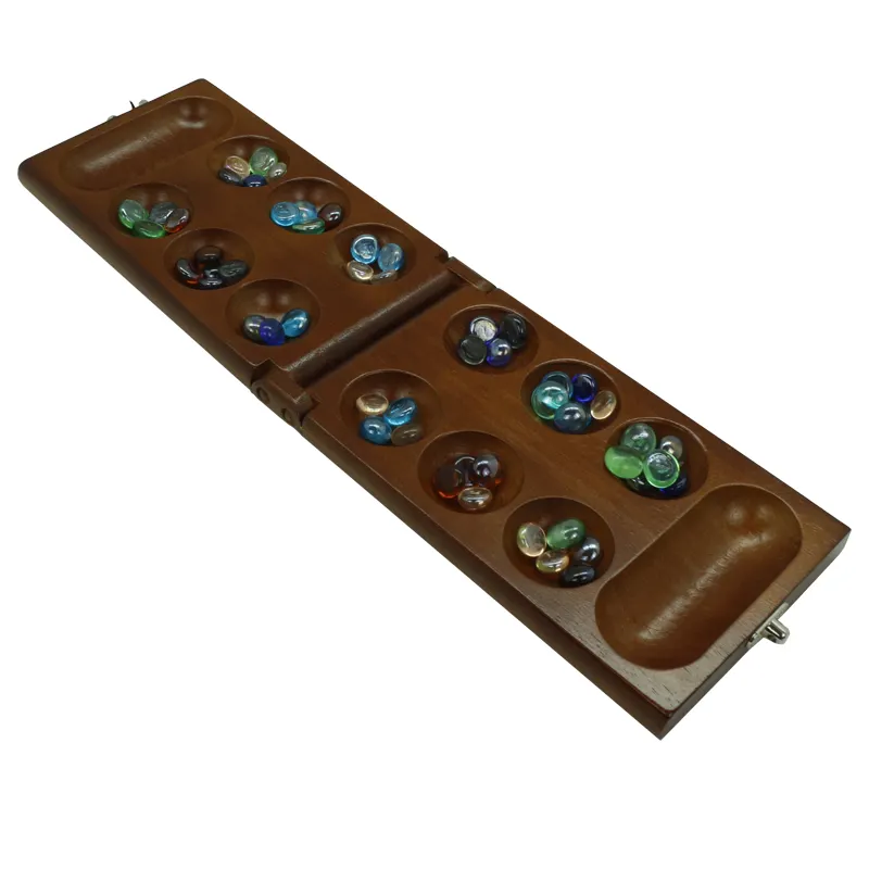 Mancala Game Board - Stunning Colored Marbles - 2 Player Game for The Whole Family