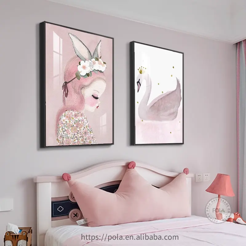 2 pz stile moderno semplice carino coniglio e ragazza appeso foto di cristallo in porcellana immagine diamante per la decorazione della parete