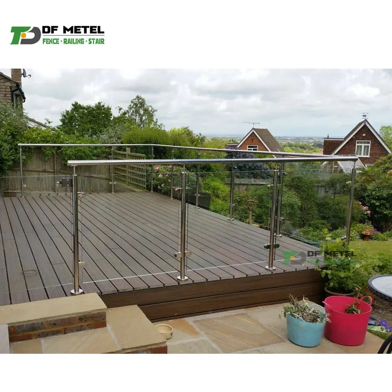 DF les plus achetés pont extérieur en acier inoxydable Friction Wall Mount Smart glass fix balustrade balcon carré Robinet pince