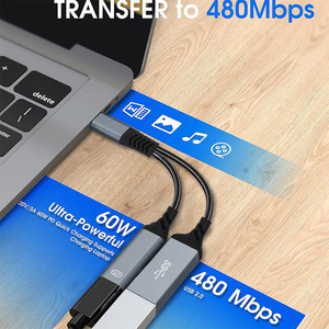 Customized TYPE-C 1/2 Y-Shaped Adapter Cable PVC Stereo for Keyboard <strong>Game</strong> <strong>Controller</strong> <strong>USB</strong> Flash Drive Mobile Phone <strong>Computer</strong> 1080p - Product Image 3