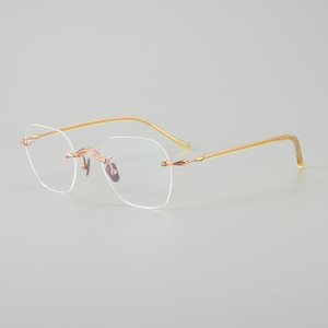 Sonbahar yeni basit ultra hafif saf titanyum çerçevesiz yakın görüş çerçevesi şeffaf renk ayna ayak kare çerçeve - Product Image 5