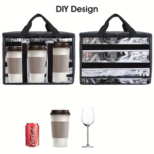 Teslimat için 3 bardak içecek taşıyıcı soğutucu çanta yalıtımlı içecek Caddy tutucu çanta dışarı almak için içecek taşıyıcı Tote - Product Image 5