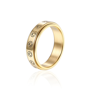 Thiết kế mới mạ Vàng spinner vòng mặt trăng sao Nụ cười khuôn mặt thần tài lo lắng vòng thép không gỉ xoay lo lắng Vòng - Product Image 1