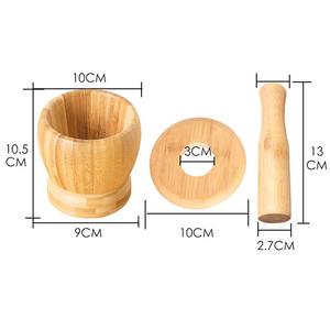 Bambu harcı ve Pestle kapaklı Set baharat öğütücü - Product Image 2