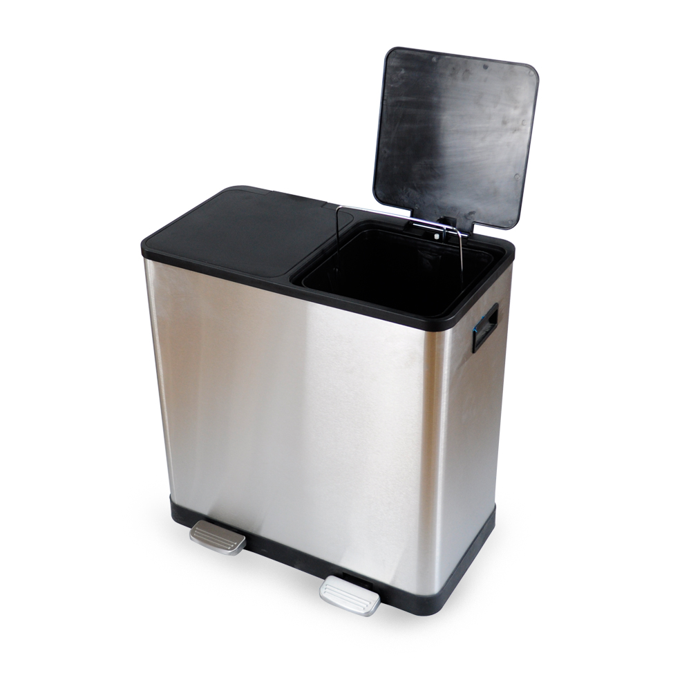 Lid Independent Sorting Stainless Pedal Trash Can Garbage Classification Two Barrels Steel Customized Logo All-season Accepted