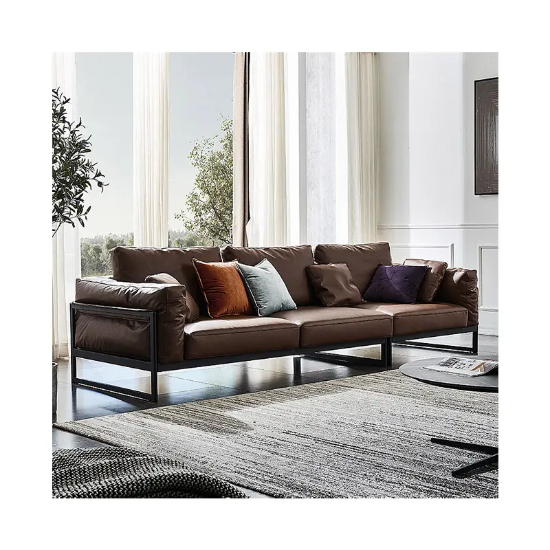 İtalyan kanepe Modern tarzı Nordic çizim odası için deri kanepe tasarımlar 1 2 3 koltuklu dinlenme kesit Wohnzimm modeli kanepeler Set