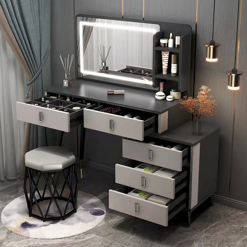 Modern and Simple Dressing Table Stores Cosmetics Saving Space