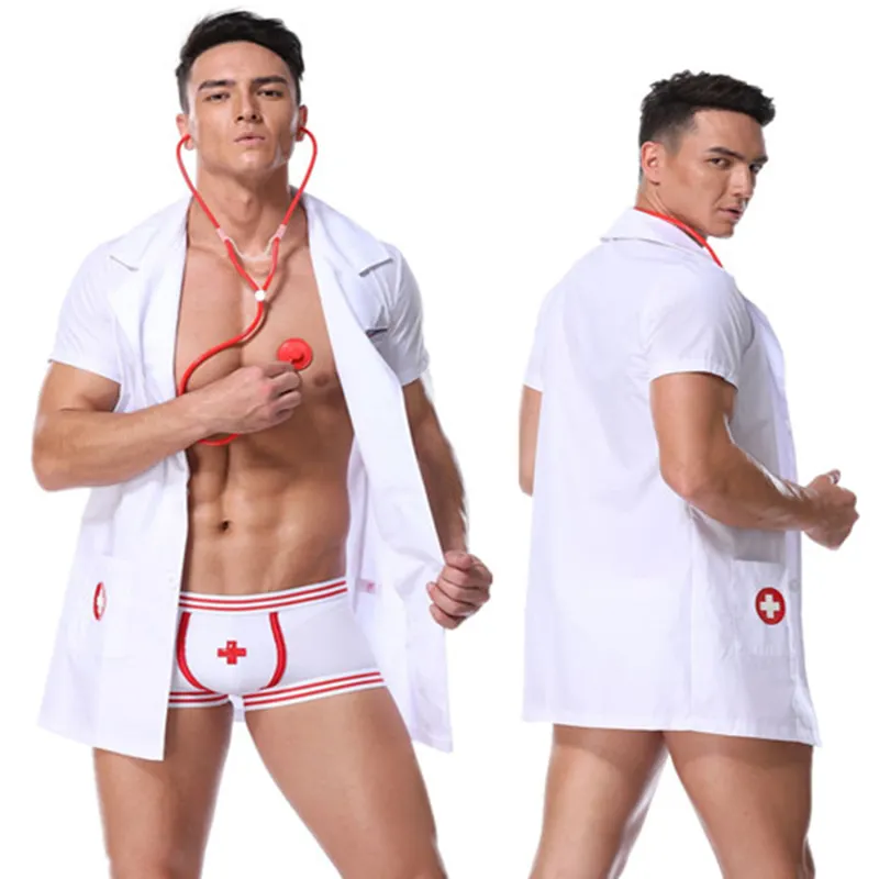 Conjunto de ropa interior erótica para hombre, lencería Sexy para enfermeras, juego de rol, Doctor