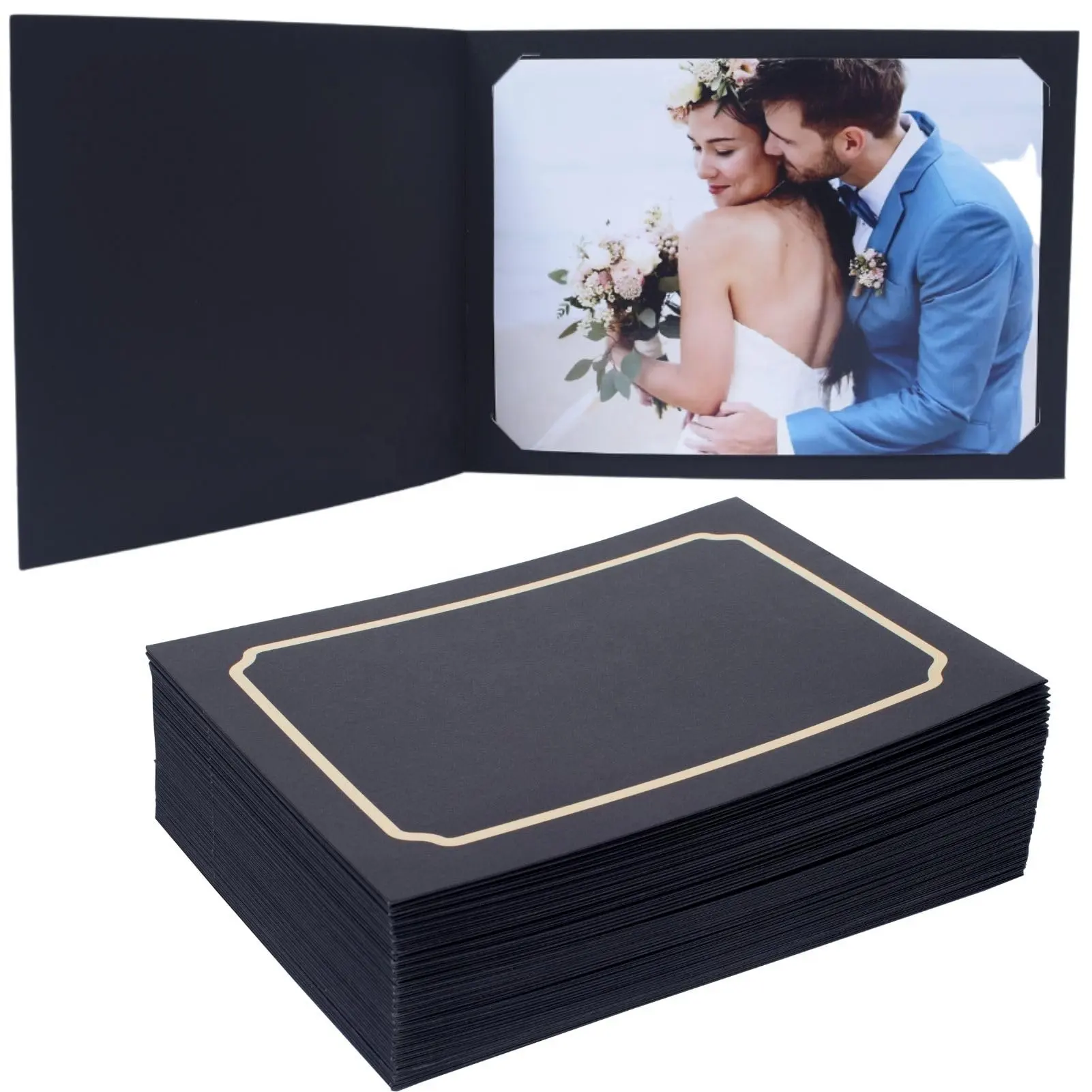 Dossier photo couleur kaki pour cadres photo en papier 4 "* 6" ou 5 "* 7", cadre photo en carton sans acide, idéal pour les mariages, les anniversaires