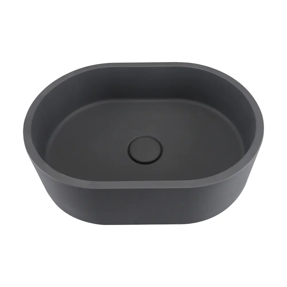 Lavabo sobre encimera de cemento negro de estilo industrial lavabo pequeño de baño de hormigón