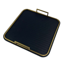 Hiện đại màu đen trang trí Bàn cà phê với thép không gỉ 201 PU da MDF Máy tính để bàn bằng gỗ lưu trữ khay - Product Image 1