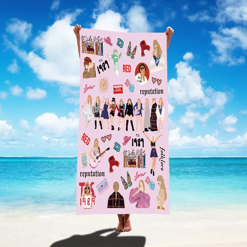 2024 nuova stampa di moda Super giocatore Taylor personalizzato foto Logo estivo veloce asciutto spiaggia sabbia poliestere asciugamano