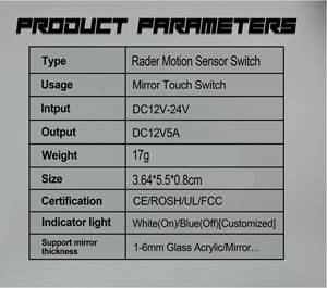 En Stock 12V/24V 5A 60W/120W Smart Led baño no táctil espejo de mano Rader PIR Sensor de movimiento interruptor de luz para espejo de baño - Product Image 6