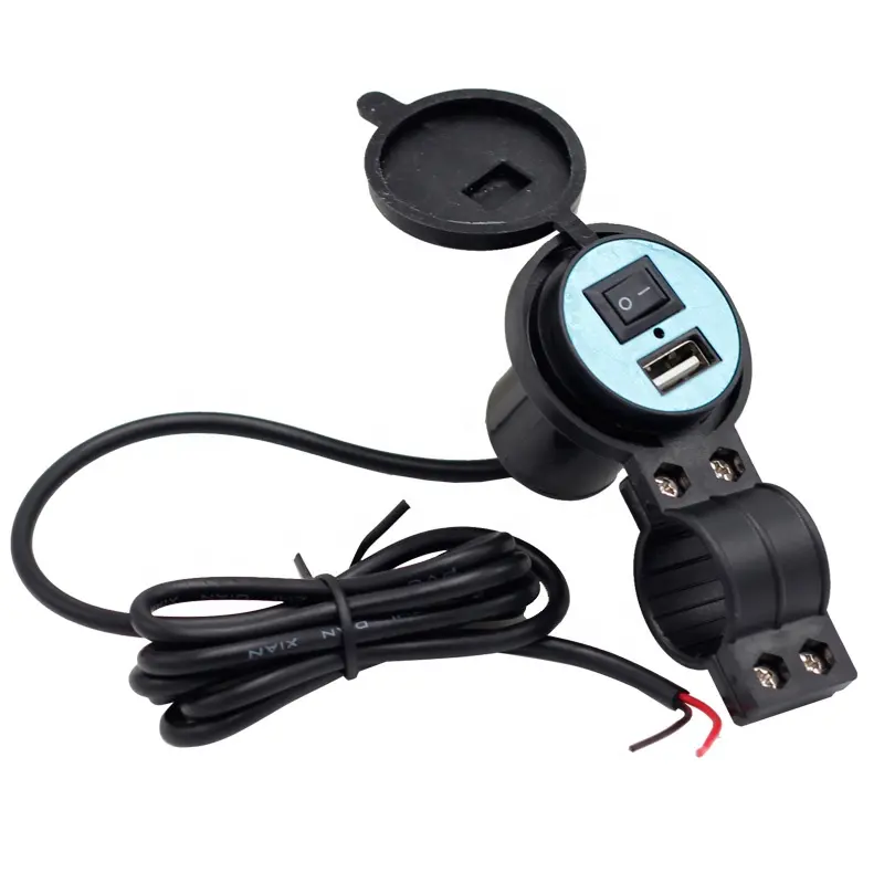 Neues Modell Ladegerät Single USB Switch mit roter Lampe 5V 2A wasserdichtes Motorrad USB Ladegerät