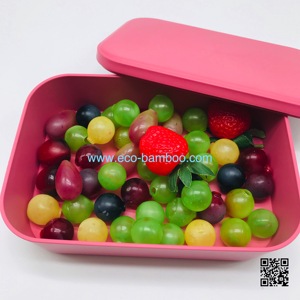 Bamboo Fiber Lunch Box Plastic Microwavable Food <strong>Containers</strong> for Meal <strong>With</strong> <strong>Lids</strong> <strong>Rectangular</strong> Reusable Storage Lunch - Product Image 2