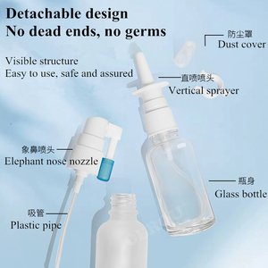 Niebla nasal fina Botellas de vidrio de 10ml Ámbar vacío Tapa de plástico de 30ml y 100ml con botella de spray de lavado de enjuague nasal azul negro - Product Image 6