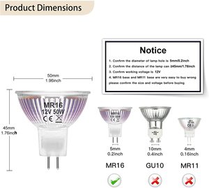 โคมไฟฮาโลเจนทังสเตน12V แบบ MR16ทนทานปลอดภัยและเชื่อถือได้ - Product Image 6