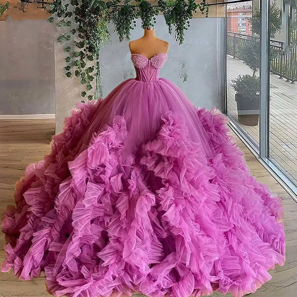 מדהים נפוחות טול נשים נשף שמלת 2023 ארוך כדור שמלת נוסף פלאפי צד פורמלי שמלות לפוטושוט אירוע שמלות חלוק