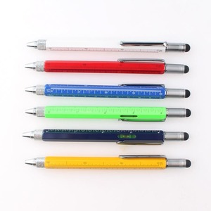 Toptan için çok fonksiyonlu 9 in 1 Stylus su terazisi hediye tornavida Metal aracı kalem Cm/inç ölçekli mühendislik özel Logo - Product Image 2
