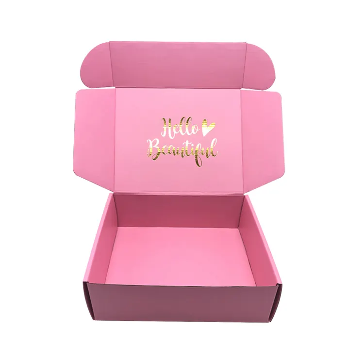 Benutzer definierte rosa Verpackung Papier boxen Schmuck Wellpappe Versand Geschenk box