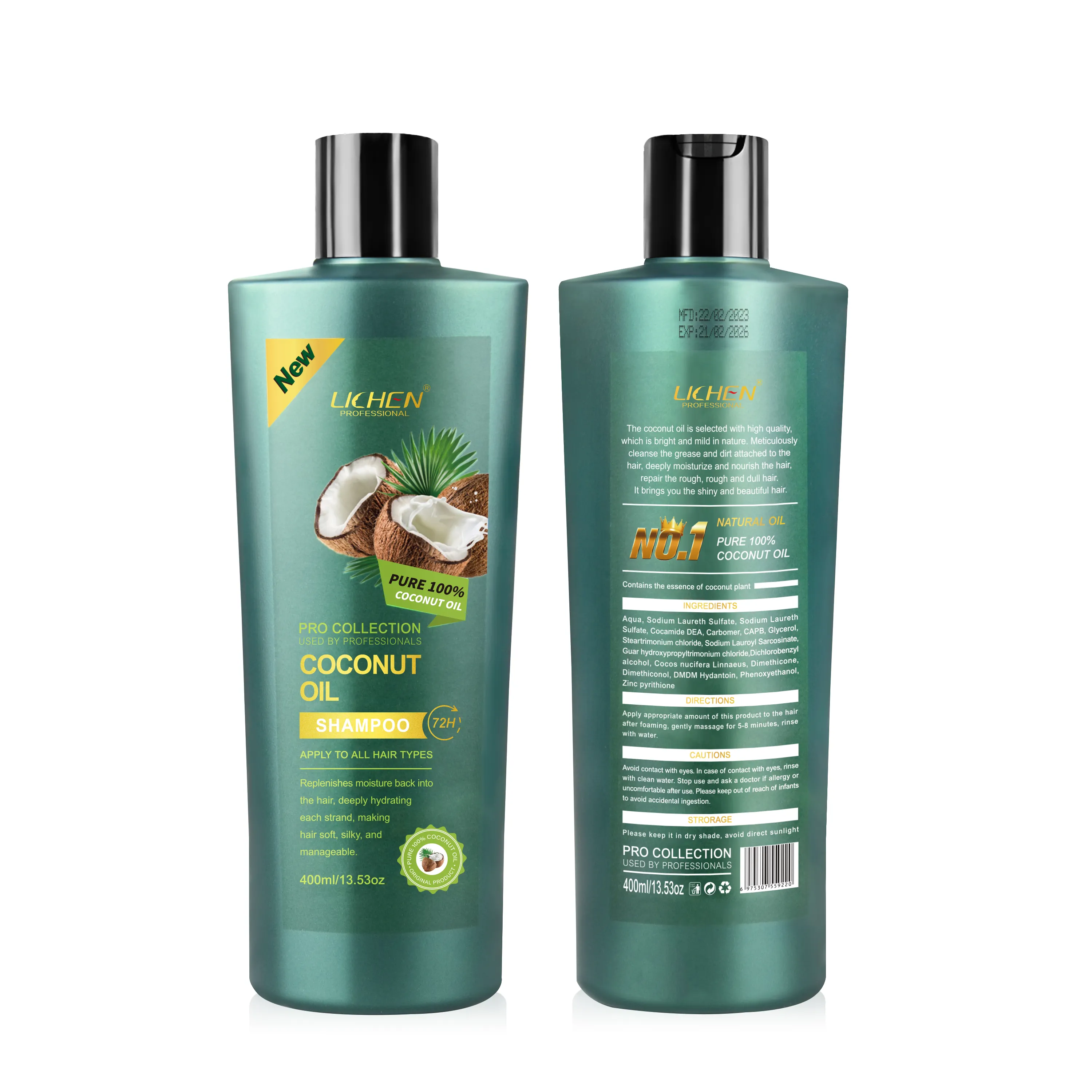 Custom Private Label Haarverzorging Hydraterende Gladde Veganistische Kokosolie Shampoo Natuurlijke