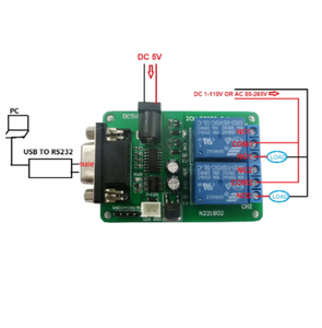 DC 5V 7.5V 9V 2ChRS232リレーボードリモコンUSBPCUARTCOMシリアルポート - Product Image 3
